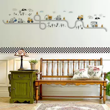 Наклейки на стены с героями мультфильмов, наклейки на оконное стекло, фон, дорожные дорожки, автомобили для ТВ