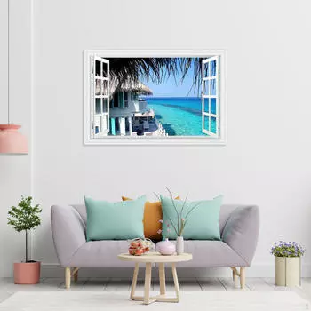 Наклейки на стены с прибрежным пейзажем для декора домашнего офиса S