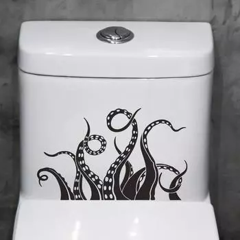 Наклейки на стены с щупальцами осьминога для туалета, декоративная наклейка, наклейка для дома, черная настенная наклейка, наклейка для ванной комнаты с щупальцами для сиденья унитаза