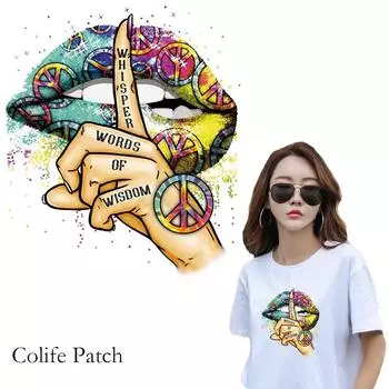 Наклейки на ткань со словами и губами, оптовая продажа, нашивки, футболки, платья, сделай сам, новая термотрансферная железная наклейка с горячими слезами для одежды