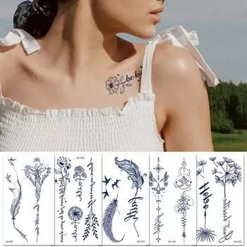 Наклейки на травяные татуировки Растительные постоянные водонепроницаемые наклейки на татуировки бабочки Сок Крест Оптовая продажа наклеек на татуировки сока UM-002