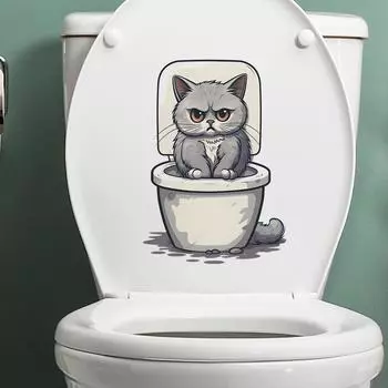 Наклейки на туалет Angry Cat Ванная комната Декор для дома Наклейки на стену 21*29CM/fun-m71