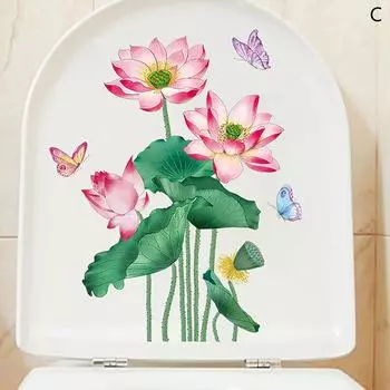 Наклейки на туалет, унитаз, растение, цветочная наклейка на стену для ванной комнаты, наклейка на крышку унитаза, самоклеящаяся наклейка, настенное украшение для дома C
