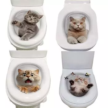 Наклейки на унитаз 3D кошка яркая настенная наклейка модная милая животное ПВХ водонепроницаемая наклейка для ванной туалета кухни декоративные
