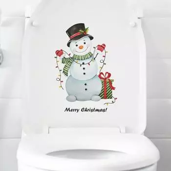 Наклейки на унитаз, рождественские огни снеговика, яркий цвет, самоклеящиеся, легко наносятся, долговечные наклейки на стену для украшения дома