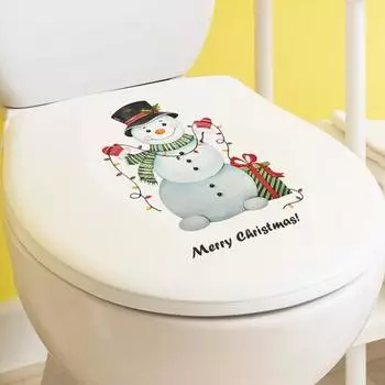 Наклейки на унитаз, рождественские огни снеговика, яркий цвет, самоклеящиеся, легко наносятся