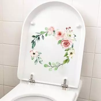 Наклейки на унитаз с цветком пиона, яркий цвет, легко наносится, долговечная, прочная адгезия, креативные наклейки на стену для ванной комнаты Flower