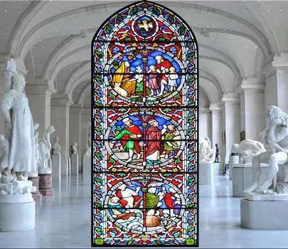 Наклейки на витражные окна, пленка для приватности, церковный стиль, статическое прилипание, декоративные матовые пленки для окон, индивидуальный размер 40x60cm