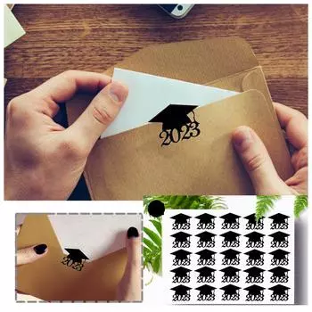Наклейки на выпускную кепку Черная выпускная шляпа Уплотнительные этикетки Этикетки для выпускной вечеринки Самоклеящиеся наклейки на выпускную кепку для выпускного вечера в средней школе колледжа One Size