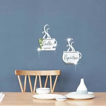 Наклейки на зеркала для чашек, акриловые настенные наклейки, декоративные наклейки, украшения для оконных стен