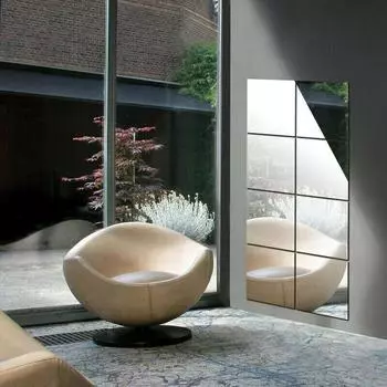 Наклейки на зеркало, самоклеящиеся, 15 x 15 см, 0,2 мм, серебро, 16 шт., квадратное зеркало