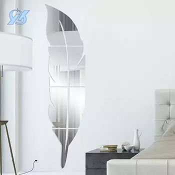 Наклейки на зеркало в виде перьев, трехмерные наклейки на зеркало, акриловые самоклеящиеся наклейки для украшения дома, наклейки для оформления входной группы XN011S to the left чёрный