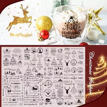 Наклейки Rub On, рождественские наклейки Rub On, переводные наклейки Rub On Folg, самодельные украшения Rub On Film Sticker для мебели, стеклянных чашек, рождественские One Size