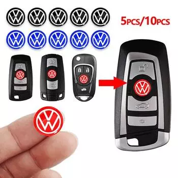 Наклейки с эмблемой ключа автомобиля 14 мм, аксессуары с логотипом ключа управления автомобилем для Volkswagen B7 B6 B5 Golf 4 5 6 Polo Passat CC Jetta Mk6 Tiguan Gol Cross Fox Plus 2Pcs