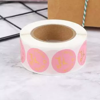 Наклейки с благодарностью, этикетки с золотой фольгой, 500 шт., 1 дюйм, розовые наклейки с подарками