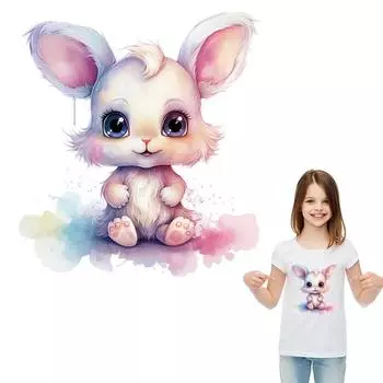 Наклейки с большими ушками кролика на одежду, термоклеевые нашивки для одежды с животными, новые моющиеся аксессуары для одежды, передача тепла своими руками