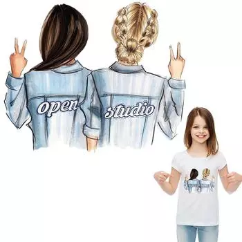 Наклейки с буквами, напечатанные на футболке и джинсах для девочек, моющаяся накладка для теплопередачи для одежды 7x5.8cm