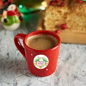 Наклейки с цветком на бутылку с водой с надписью «Счастливого Рождества» X083 A06-500pcs-2.5cm