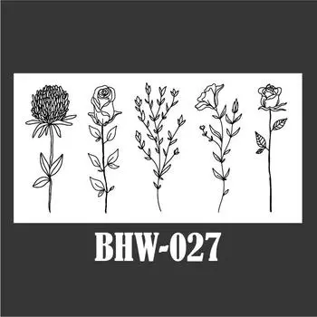 Наклейки с цветочными татуировками, растения, цветочные линии лаванды, маленькие свежие черно-белые наклейки с цветком лилии 68X140MM