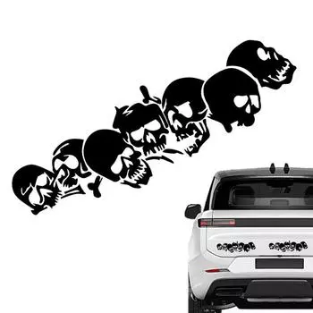Наклейки с изображением черепа на мотоцикле, светоотражающие наклейки на автомобиль на Хэллоуин, устойчивые к царапинам, крутые наклейки на автомобиль, ужасные наклейки на мотоцикл для поездок на работу