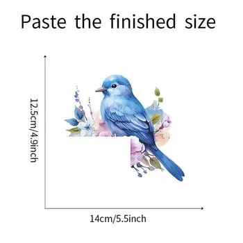 Наклейки с изображением птиц из мультфильмов, зеленых растений и цветов, декоративные наклейки на выключатели, фоновые наклейки для украшения дома синий
