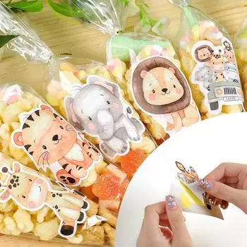 Наклейки с изображением животных из мультфильмов, джунгли, сафари, украшение на день рождения, детский декор на день рождения, товары для вечеринок с животными