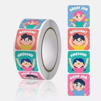 Наклейки с логотипом и печатью, милые квадратные украшения с благодарностью X091 A09-500pcs-2.5cm