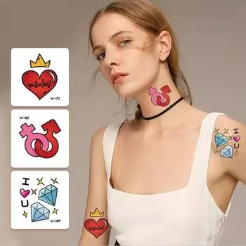 Наклейки с любовью Татуировка в виде сердца Боди-арт Макияж Водонепроницаемый Временный Женский и Мужской Поддельный Тату День Святого Валентина