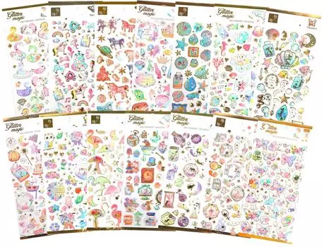 Наклейки с наградой DERAYEE 3D, 3D-наклейки с тиснением из фольги, прозрачные наклейки для ноутбука, милые блестящие наклейки для смартфона, набор из 14 штук (Стиль 1)