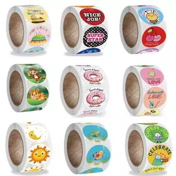 Наклейки с рисунком животных «С Днем Рождения» для вечеринки, декор, конверт, уплотнительная этикетка, подарочная упаковка, клейкая наклейка, этикетка для поздравительной открытки 2.5cm / 1inch