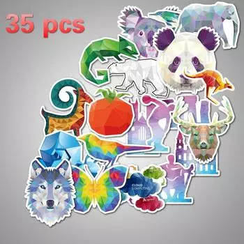 Наклейки с животными, 35 шт., водонепроницаемые наклейки с животными из ПВХ для автомобиля, чемодана, ноутбука, скейтборда, багажа, наклейки