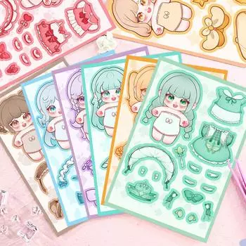 Наклейки «Сделай куклу, меняющую характер» из 8 листов, наклейки «Девочки делают принцессу», классные награды, принадлежности для вечеринок в стиле принцессы