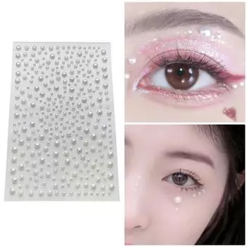 Наклейки со стразами Искусственный жемчуг Самоклеящиеся противоскользящие Фестивальные украшения для лица Наклейка на концертный макияж Волосы на лице Украшение тела Подвески со стразами G
