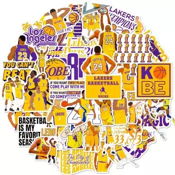 Наклейки со звездами баскетбола Наклейка Маленькие наклейки | 50 шт | Для ноутбука, телефона, чехла, компьютера, бутылки с водой One Size