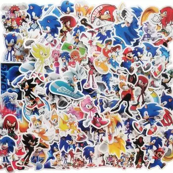 Наклейки Sonic the Hedgehog, набор из 100 водонепроницаемых наклеек, симпатичные водонепроницаемые наклейки для багажа, наклейки, наклейки, гитара, ноутбук, велосипед,