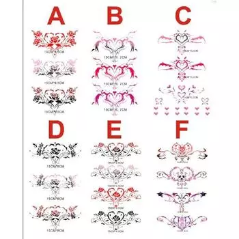Наклейки-тату Сексуальные женские красные сердца с узором Поддельные татуировки на талии Боди-арт Водонепроницаемые прочные временные татуировки-наклейки T2222 A
