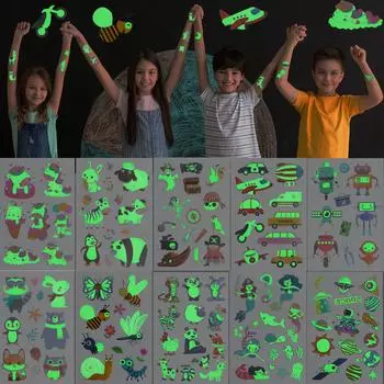 Наклейки-татуировки, светящиеся детские временные поддельные татуировки, светящаяся паста на лице, руке, ноге для детей, боди-арт, наклейка с единорогом, игрушка