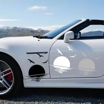 Наклейки Украшения Для Автомобиля Наклейки На Капот Наклейки От Царапин Закат Пейзаж Графический Дизайн Наклейка На Капот Автомобиля Транспортные Средства