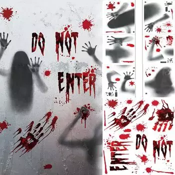 Наклейки ужасов на окна Хэллоуина, украшения окон, стеклянные наклейки, статические наклейки One Size