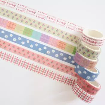 Наклейки в клетку с тюльпанами и бумажная лента. Декоративные наклейки для ручного счета. Оригинальная лента.