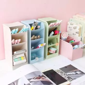 Наклонный дизайн держатель для ручек противоскользящий нижний пластиковый студенческий канцелярский пенал для офиса синий