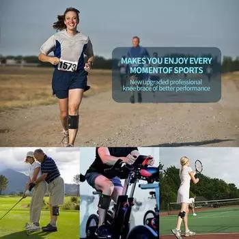 Наколенник с регулируемой застежкой-лентой Нескользящий дизайн Облегчение боли Дышащий магнитный компрессионный бандаж Поддержка колена 1pc