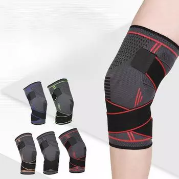 Наколенники для езды на велосипеде, баскетбола, бега, мужские и женские дышащие силиконовые противоскользящие нейлоновые эластичные трикотажные ремни, спортивные наколенники давления M чёрный