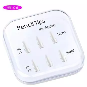 Наконечники для карандашей Apple Pencil 1-го и 2-го поколения, двухслойный стилус для iPad, мягкий и твердый HBx6 белый