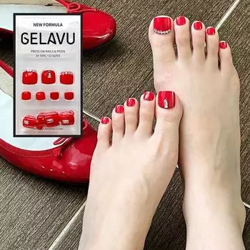 Наконечники для педикюра Jellabu, кубические, красные, зеркальные, черные, для летнего педикюра, кончики для ногтей на ногах, 01. кубический красный, 2 шт.