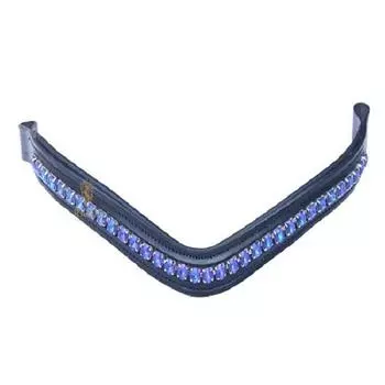 Налобник из комбинированной фиолетовой/синей кожи с кристаллами, доступен для всех размеров. Extra Full (45 cm) чёрный