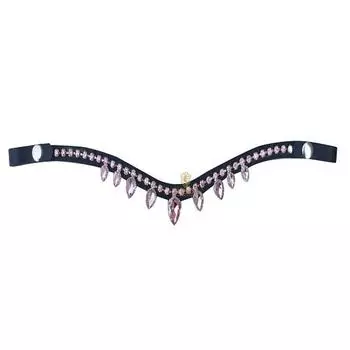 Налобник с застежкой-кнопкой из кожи светло-розового камня и прозрачного хрусталя. Доступны все размеры. Extra Large (45 cm)