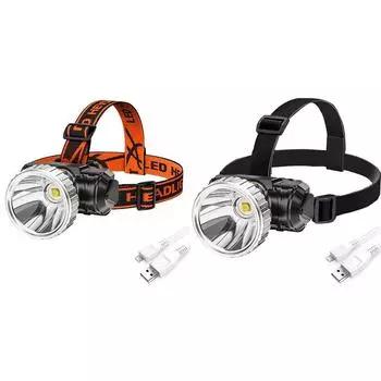 Налобный фонарь 3 режима 35000LM Яркие фонарики чёрный