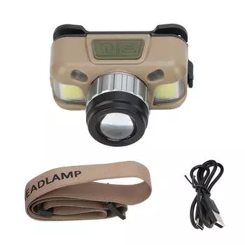 Налобный фонарь COB с быстрой зарядкой типа C, датчиком движения, регулируемым налобным фонарем с углом обзора 30° для использования на открытом воздухе
