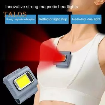 Налобный фонарь для бега на открытом воздухе, супер яркий высокий люмен, широкий луч, водостойкий перезаряжаемый магнитный дизайн, лампа для рыбалки, аварийное снаряжение серый